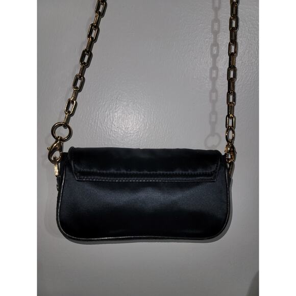 Tory Burch Amanda Logo Clutch Crossbody Bag Satin Black - Picture 2 of 6